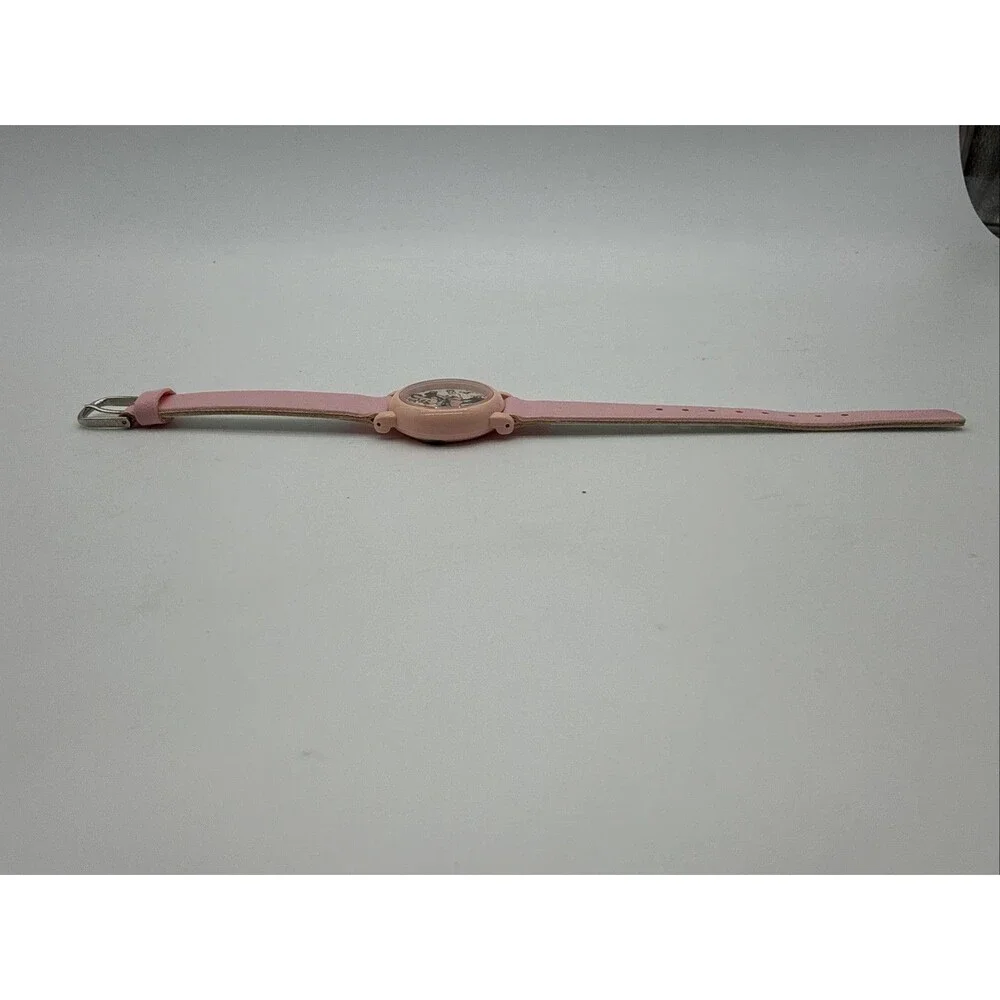 Vtg Girl’s Minnie Mouse Walt Disney Pink Leather Band Lotus Watch Water Resist
